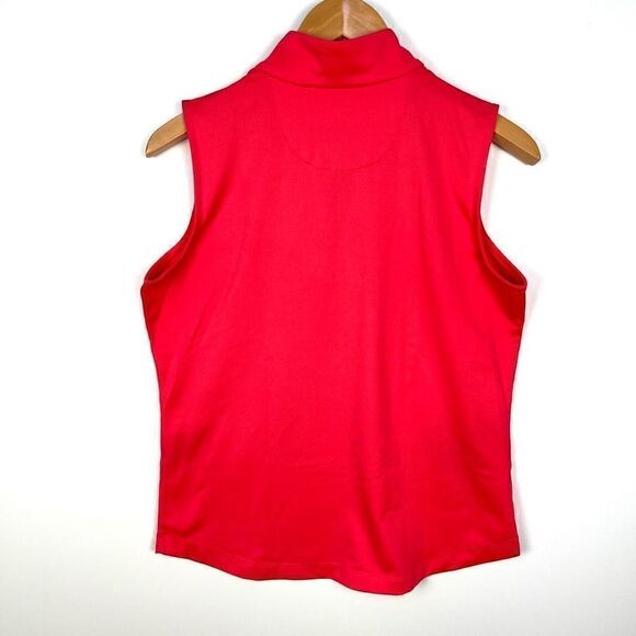 EP Pro Sleeveless Ruffle Golf Tennis Athletic Top Pink Ruffles Gold Zipper M - Picture 2 of 11